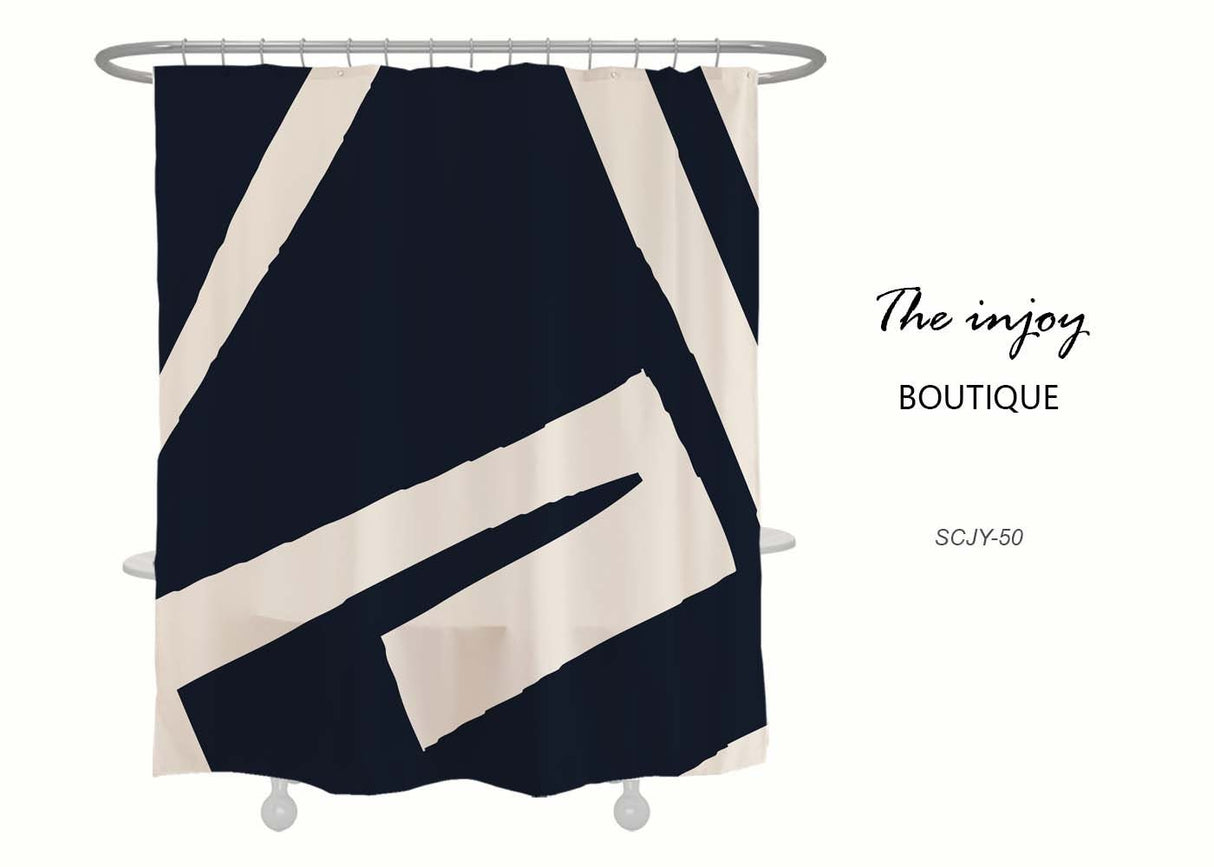 Black and Beige White Shower Curtain, Simple Shower Curtain with 12 Hook, Modern Extra Long Heavy Quality Curtains, Customize Bathroom Decor