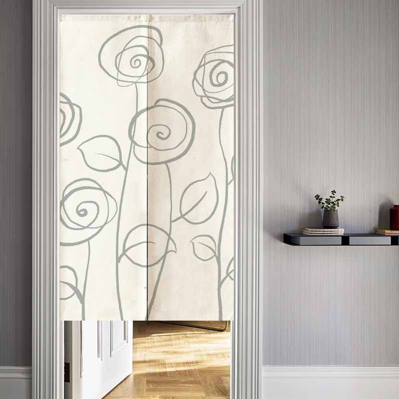 Art Flowers Noren Doorway Curtain, Simple Japanese Style Window Treatment Door Tapestry, for Home Kitchen Decor, Customizable Curtains