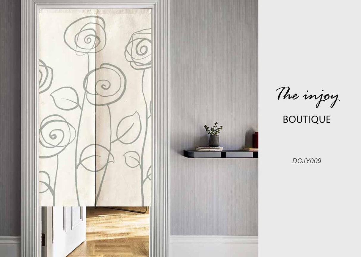 Art Flowers Noren Doorway Curtain, Simple Japanese Style Window Treatment Door Tapestry, for Home Kitchen Decor, Customizable Curtains