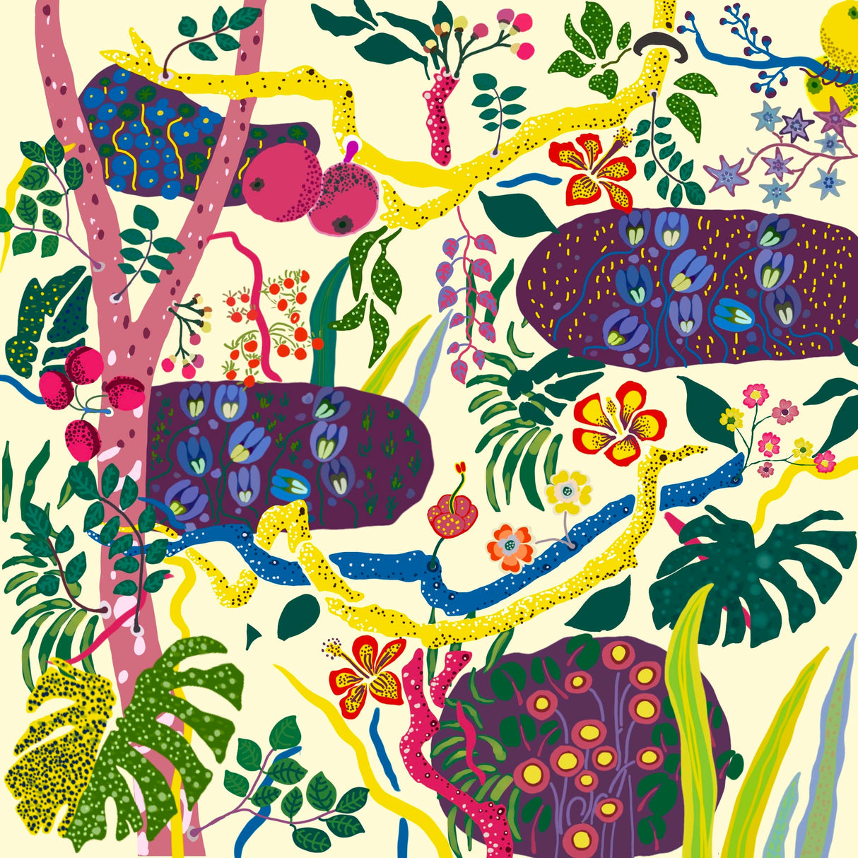 Colorful Forest Flower Garden Shower Curtain, Boho Extra Thick Curtains with Hooks, Waterproof Washable Shower Curtain, Customized Sizes