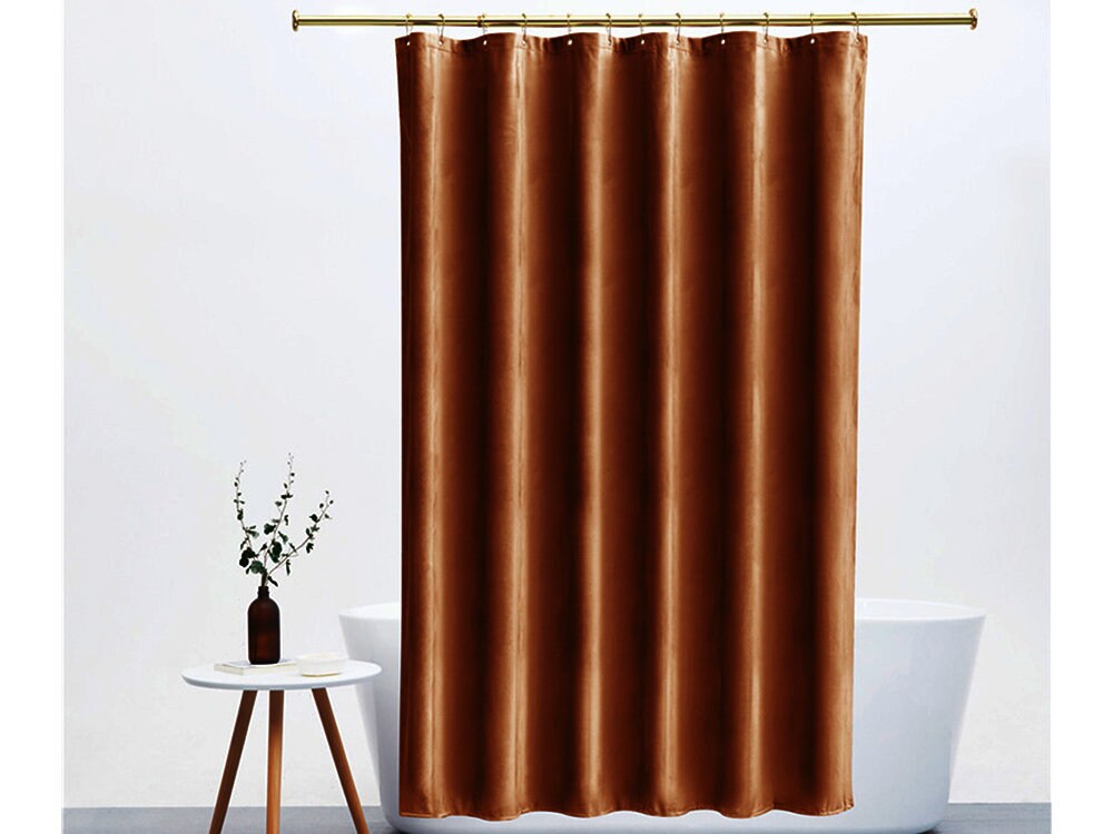 Caramel Velvet Shower Curtain, Waterproof Shower Curtain, Heavy Hotel Quality Velvet Shower Curtains, Retro Luxury Home Bathroom Decoration