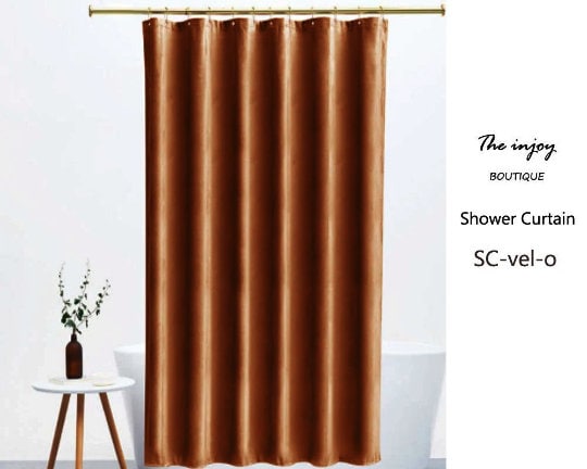 Caramel Velvet Shower Curtain, Waterproof Shower Curtain, Heavy Hotel Quality Velvet Shower Curtains, Retro Luxury Home Bathroom Decoration