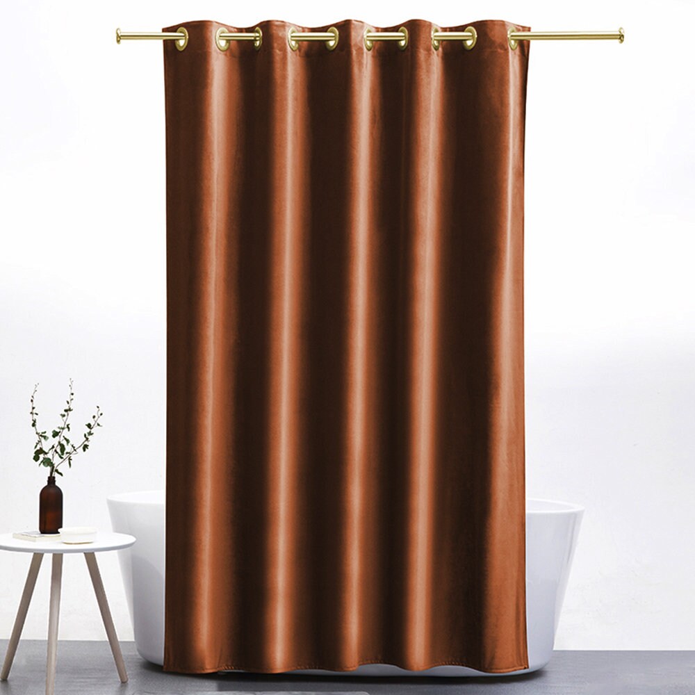Caramel Velvet Shower Curtain, Waterproof Shower Curtain, Heavy Hotel Quality Velvet Shower Curtains, Retro Luxury Home Bathroom Decoration