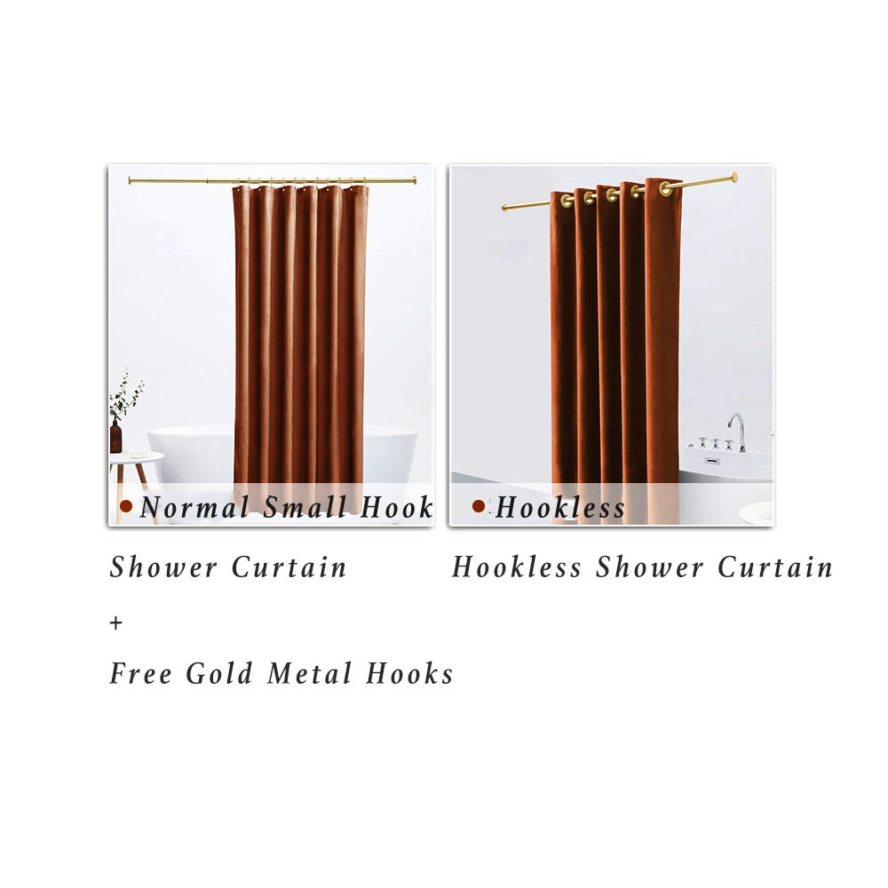 Caramel Velvet Shower Curtain, Waterproof Shower Curtain, Heavy Hotel Quality Velvet Shower Curtains, Retro Luxury Home Bathroom Decoration