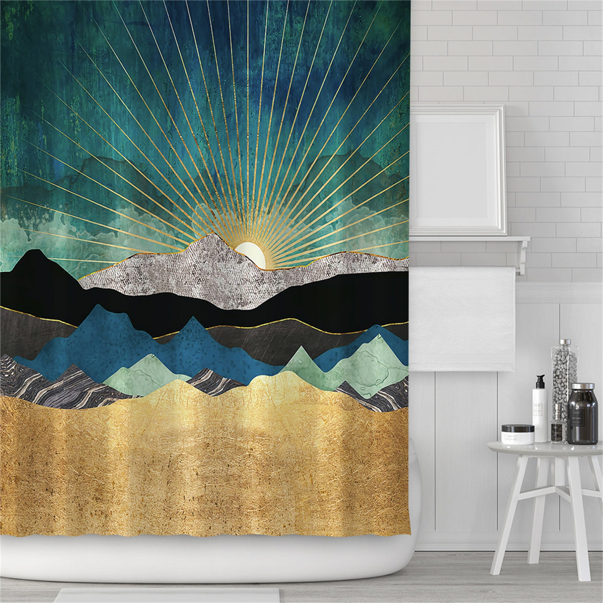 Ofat Home Mountain Landscape Shower Curtain Waterproof Fabric Home for Bathroom Decor