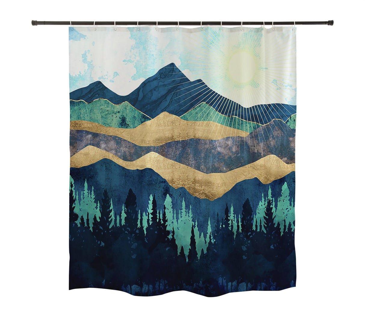 Ofat Home Abstract Vintage Mountain Shower Curtain Fabric Waterproof Shower Curtains For Bathroom , No Liner Needed, 72"X72"