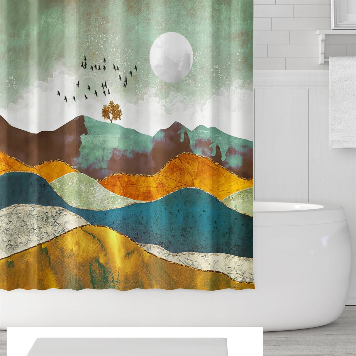 Ofat Home Flying Birds Shower Curtain Fabric Waterproof Shower Curtains For Bathroom , No Liner Needed, 72"x72"