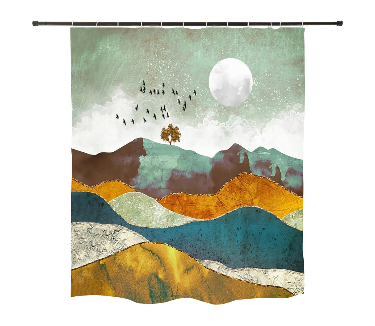 Ofat Home Flying Birds Shower Curtain Fabric Waterproof Shower Curtains For Bathroom , No Liner Needed, 72"x72"