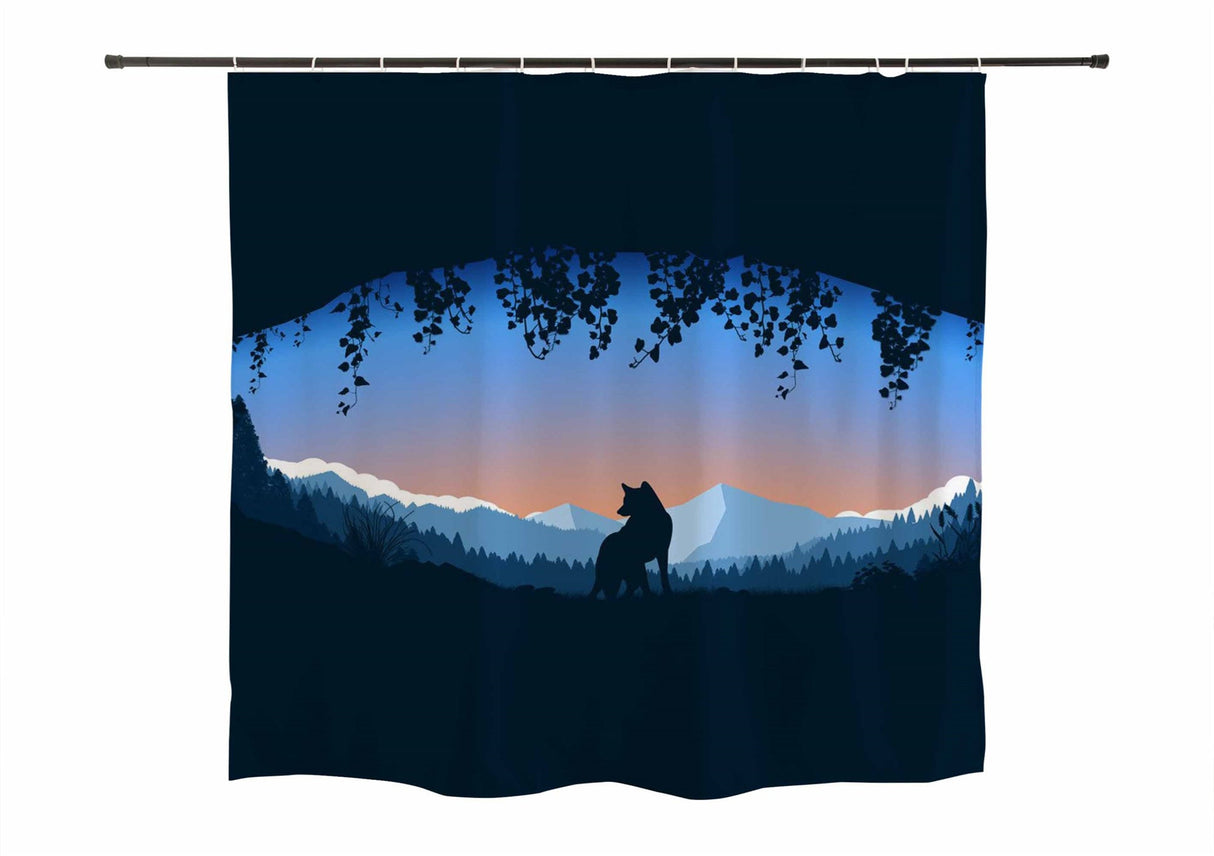 Ofat Home Wolf Curtain(Duschvorhang )Sets With Hooks For Bathroom Tub Decor, Extra Long Heavy Fabric 150g