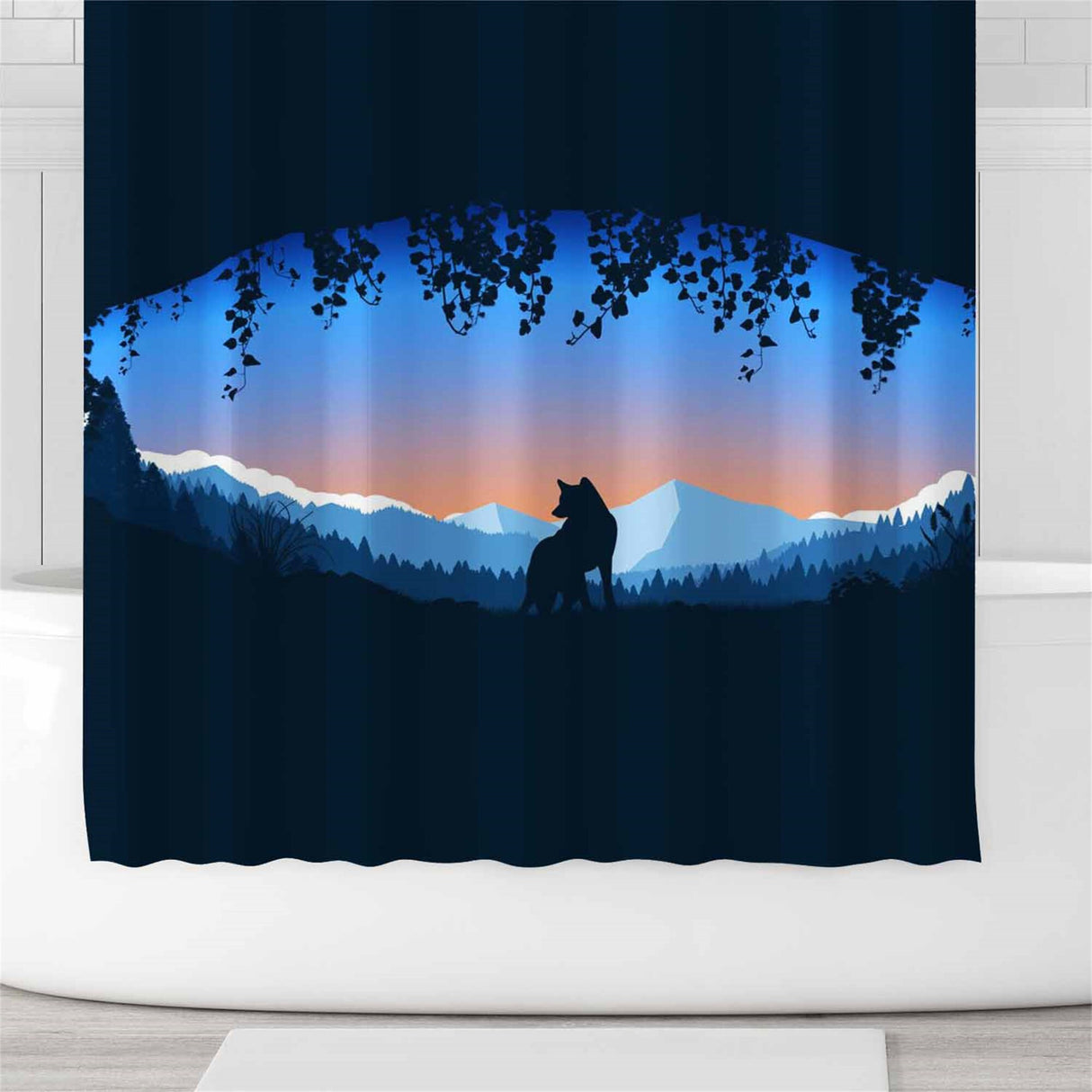 Ofat Home Wolf Curtain(Duschvorhang )Sets With Hooks For Bathroom Tub Decor, Extra Long Heavy Fabric 150g