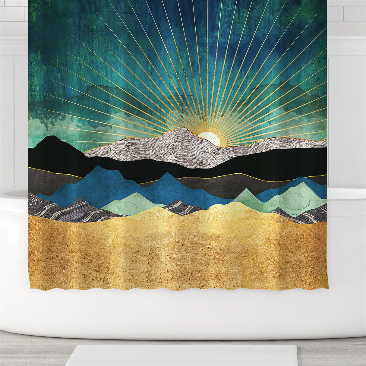 Ofat Home Mountain Landscape Shower Curtain Waterproof Fabric Home for Bathroom Decor