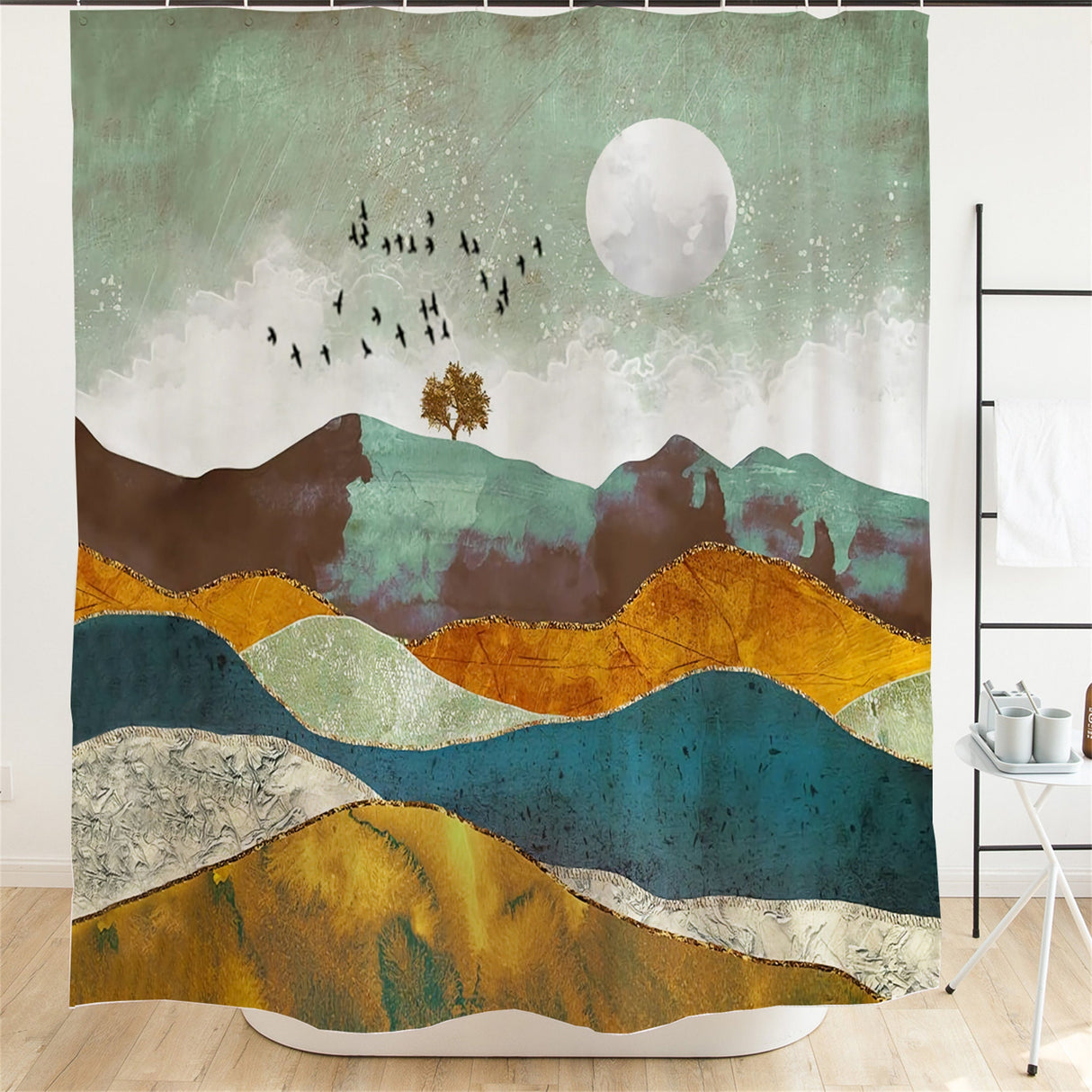 Ofat Home Flying Birds Shower Curtain Fabric Waterproof Shower Curtains For Bathroom , No Liner Needed, 72"x72"