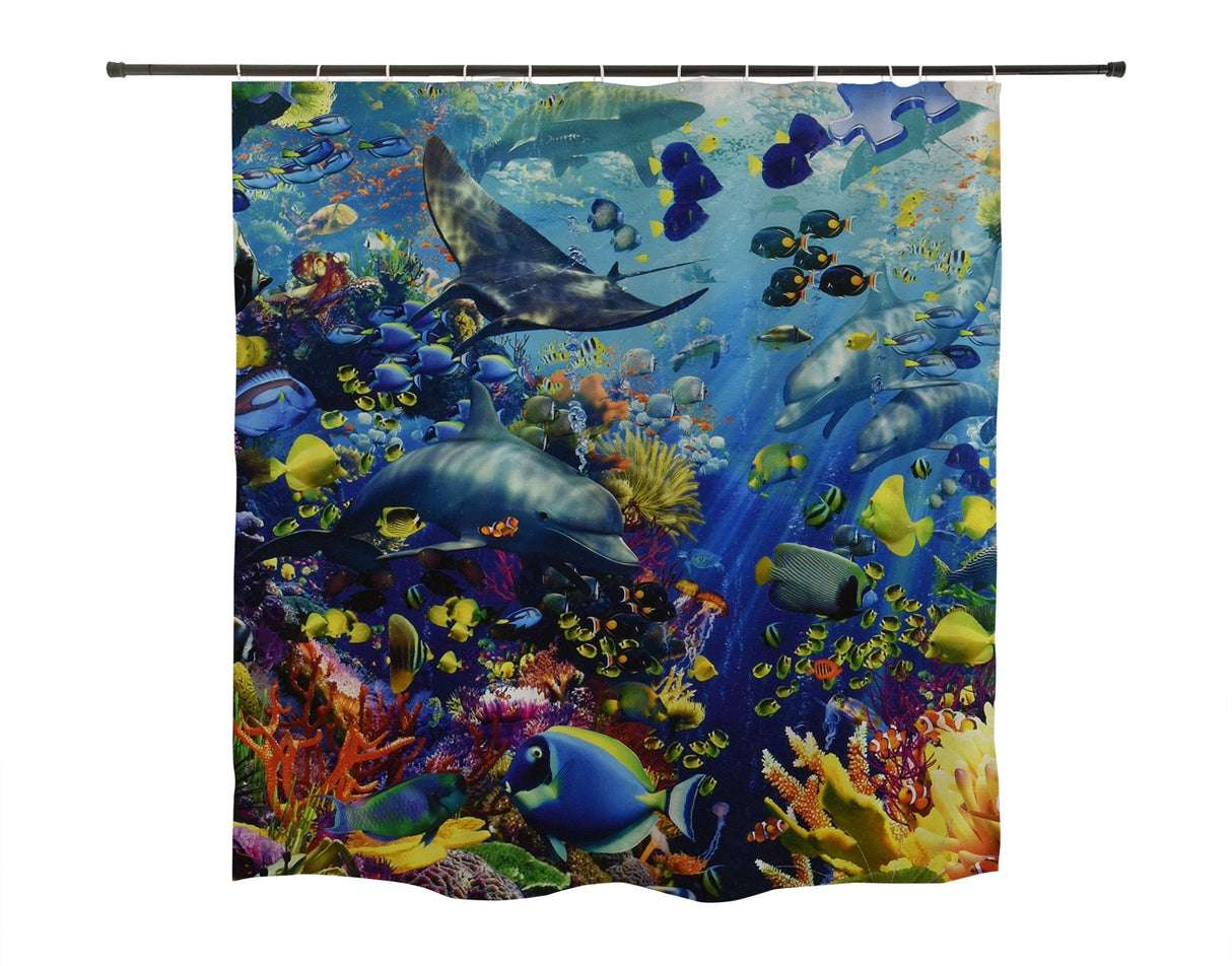 Ofat Home Marine Animals Curtain(Duschvorhang )Sets With Hooks For Bathroom Tub Decor, Extra Long Heavy Fabric 150g