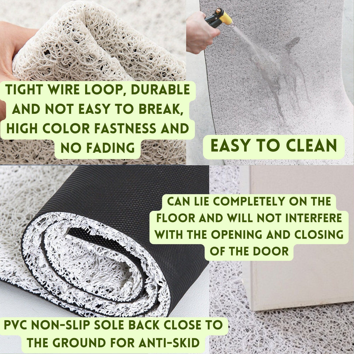 8 Style Flowers PVC Door Mat Rugs Funny Welcome for Front Doormat DIY Cutting Indoor/Outdoor Mats Non-Slip Easy to Clean