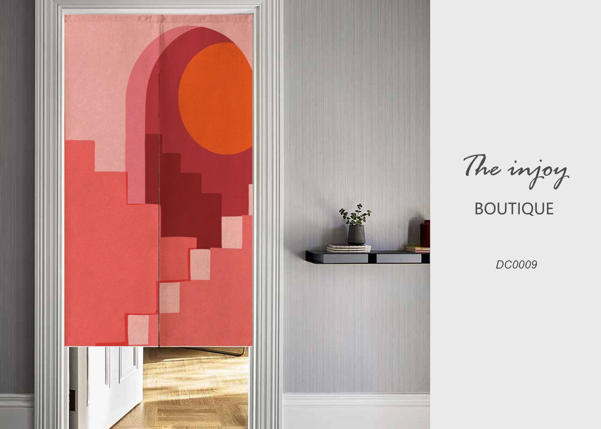 Abstract Pink Japanese Door Curtain, Hallway Kitchen Wall Hanging Tapestry, Noren Partition Home Divider Door Decor, Custom Size Curtains