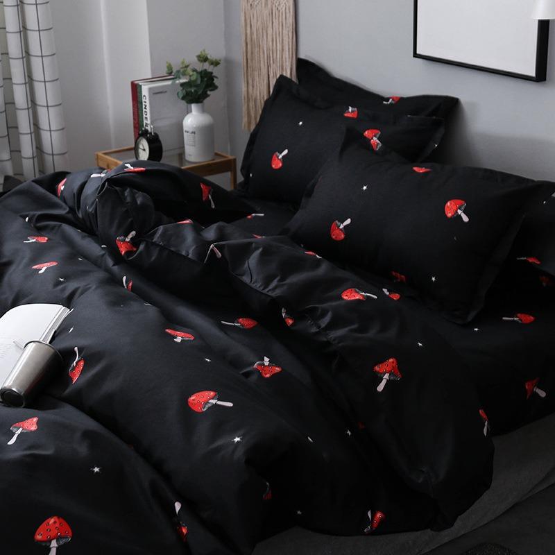 Indie Mushroom Black Bedding Set