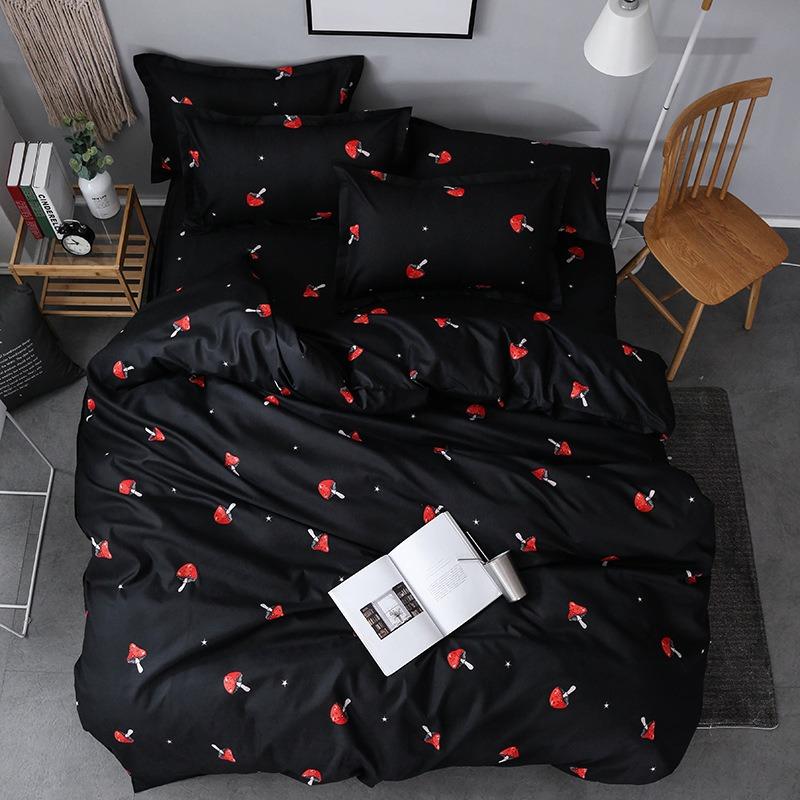 Indie Mushroom Black Bedding Set