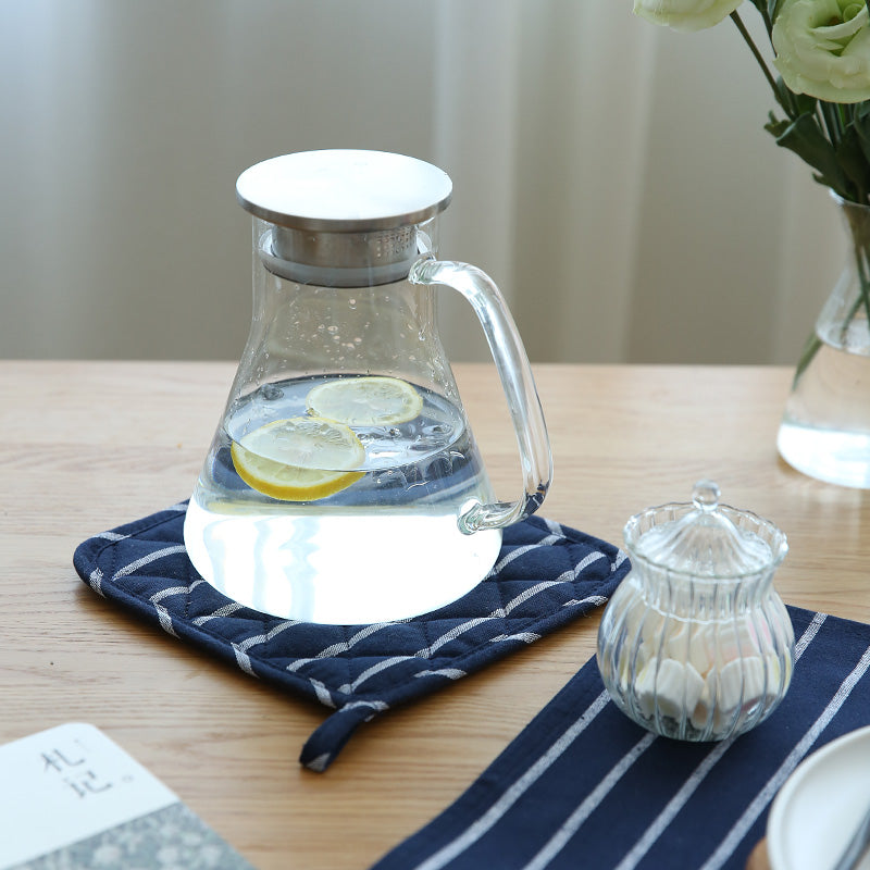 Stripy Navy Blue & White Four Piece apron Kitchen Cooking Set Home Accessories