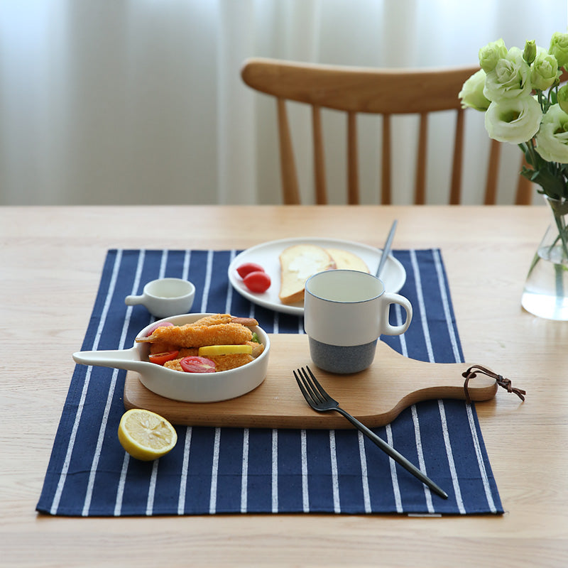 Stripy Navy Blue & White Four Piece apron Kitchen Cooking Set Home Accessories