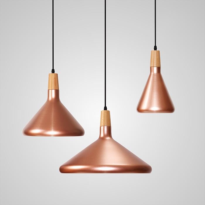 Kopar Minimalist Metal And Wood Pendant Ceiling Light