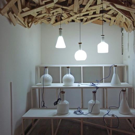 Lab White Glass Bottle Minimalist Pendant Light