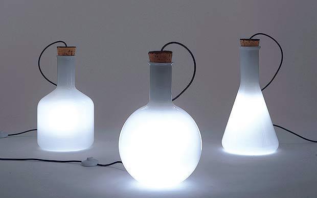 Lab White Glass Bottle Minimalist Pendant Light