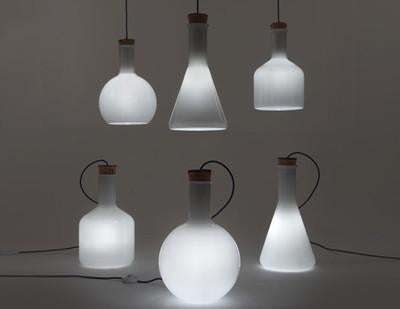 Lab White Glass Bottle Minimalist Pendant Light