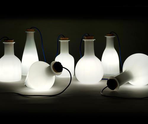 Lab White Glass Bottle Minimalist Pendant Light