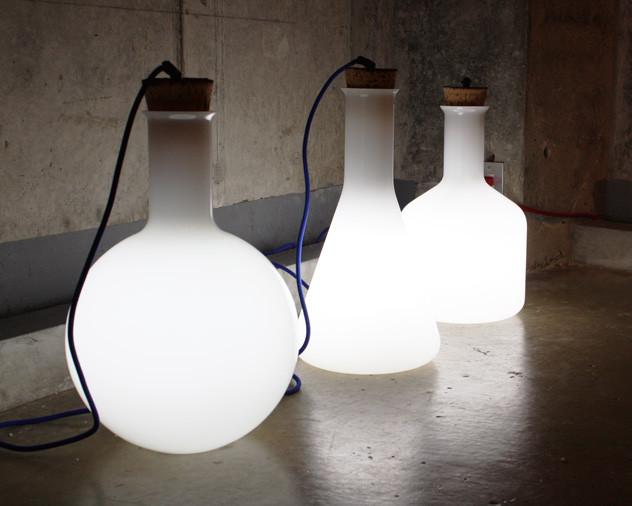 Lab White Glass Bottle Minimalist Pendant Light