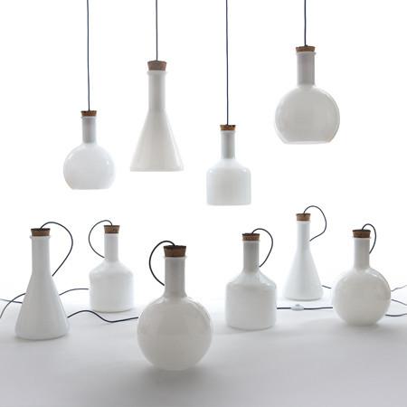 Lab White Glass Bottle Minimalist Pendant Light