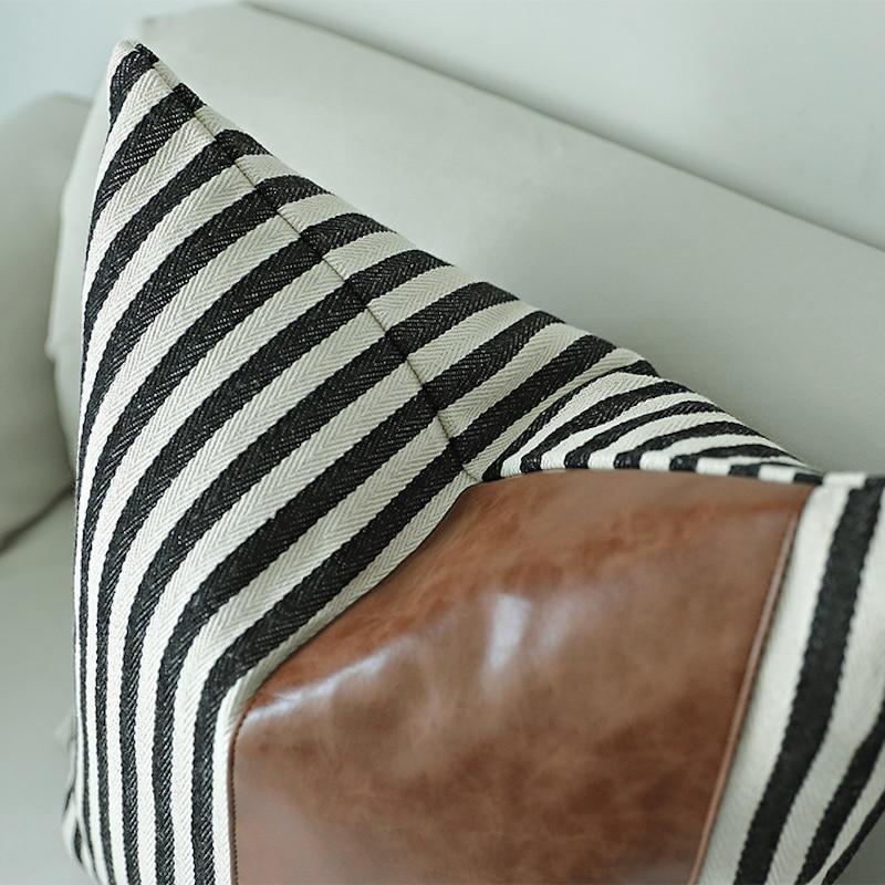 Cushion Cover Decorative Pillow Case Modern Art Geometric Leather Patchwork High Quality Coussin Room Sofa Decorating