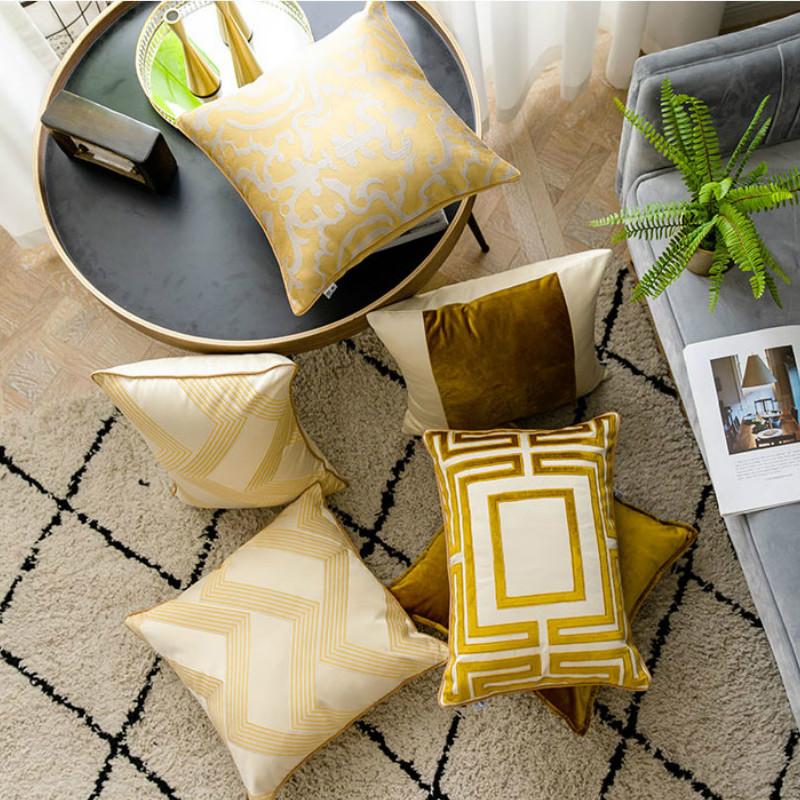 Cushion Cover Decorative Pillow Case Modern Luxury Golden Jacquard High Quality Sofa Bedding Coussin