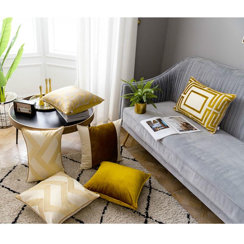 Cushion Cover Decorative Pillow Case Modern Luxury Golden Jacquard High Quality Sofa Bedding Coussin