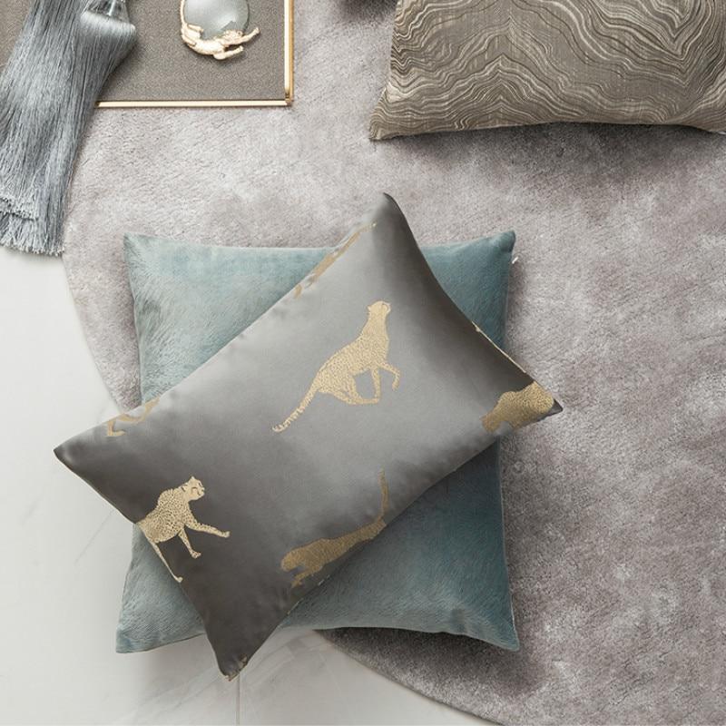Cushion Cover Decorative Pillow Case Modern Simple Leopard Gray Luxury Art Coussin High Density Fabric