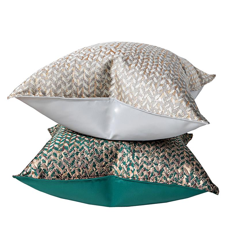 Cushion Cover Decorative Pillow Case Modern Simple Luxury Leaf Jacquard Champagne Coussin Sofa Chair Square Bedding