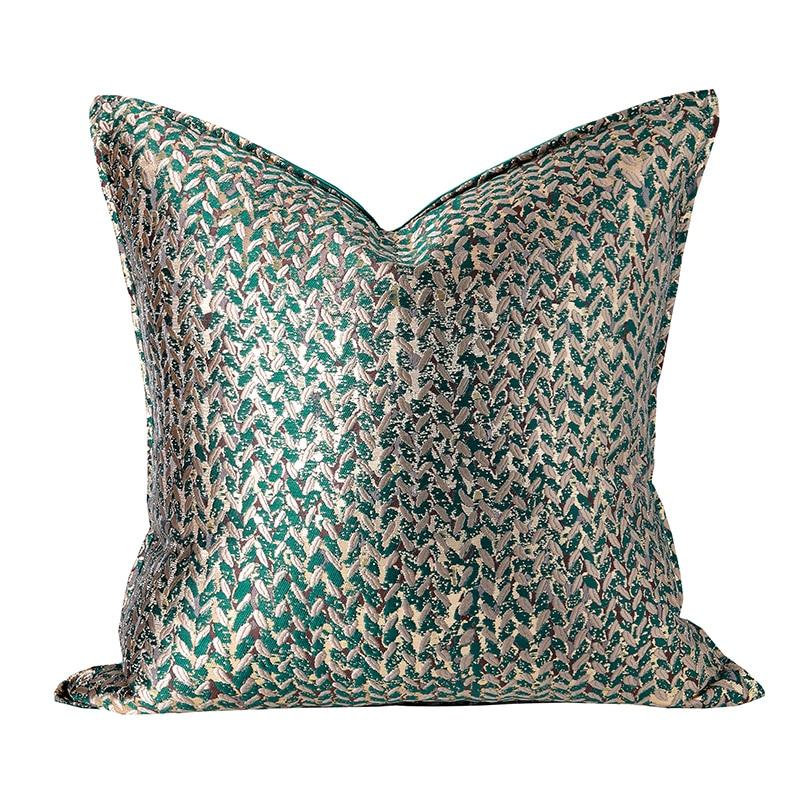 Cushion Cover Decorative Pillow Case Modern Simple Luxury Leaf Jacquard Champagne Coussin Sofa Chair Square Bedding