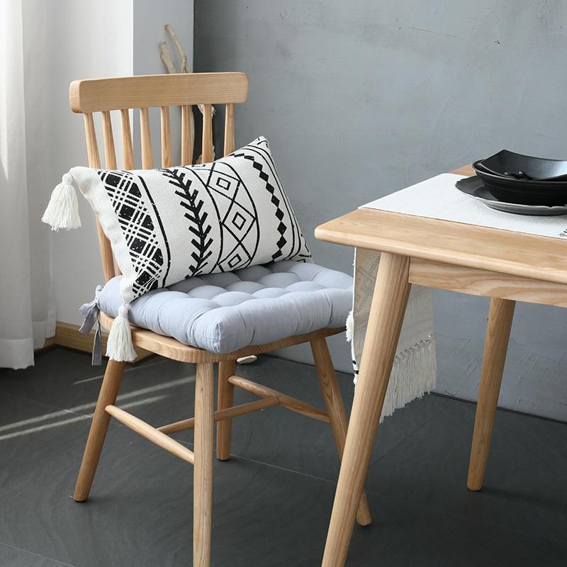 Cushion Cover Decorative Waist Pillow Case Nordic Geometric White Black Lines Tufted Tassels Modern Sofa Chair Cousin
