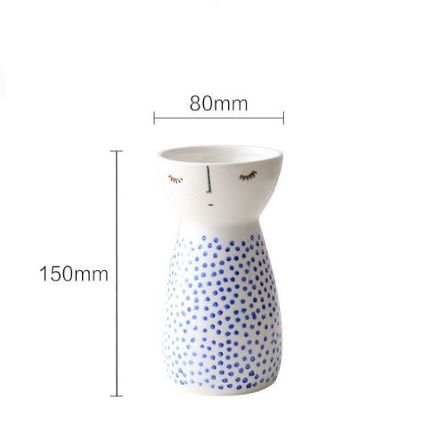 Ceramic hand painted japanese style low bone doll type tabletop vase