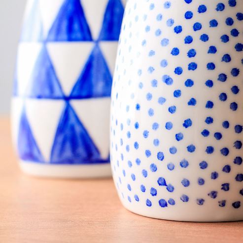 Ceramic hand painted japanese style low bone doll type tabletop vase