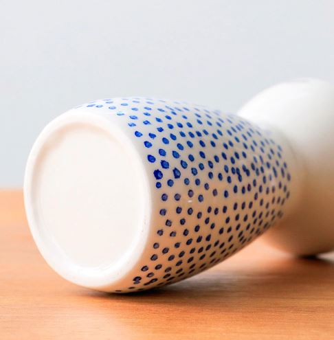 Ceramic hand painted japanese style low bone doll type tabletop vase