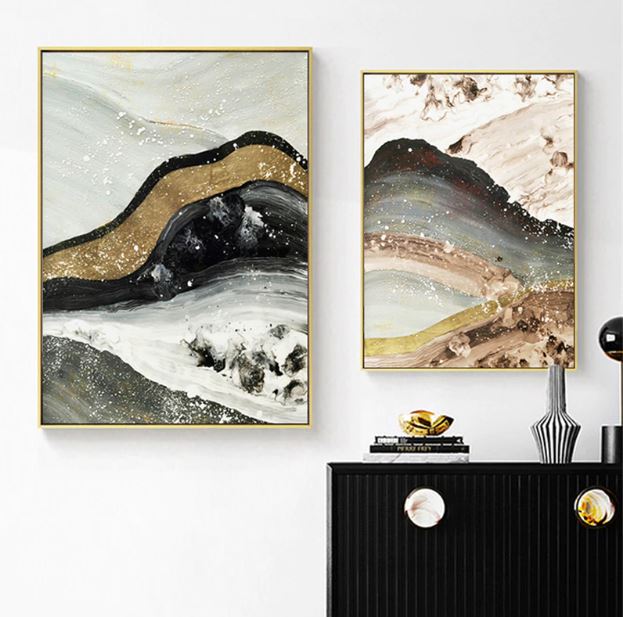 Gold quicksand mountain abstract landscape canvas print