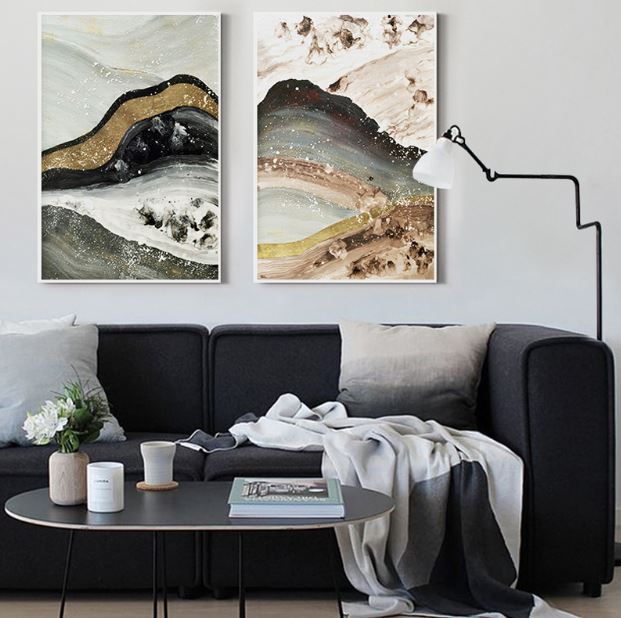 Gold quicksand mountain abstract landscape canvas print