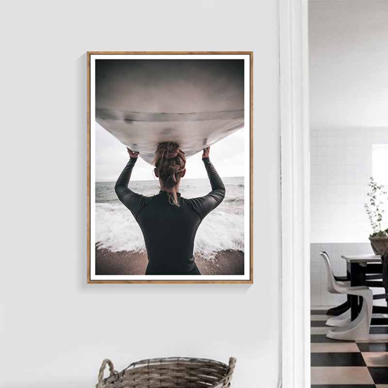 Beach Life Surfer Sea Palm Wall Art Canvas Decorative Pictures Poster Print Wall Art Room Decor