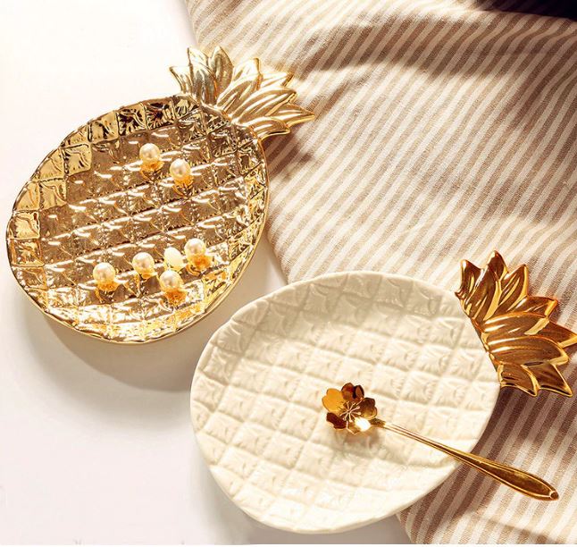 Pineapple ceramic storage tray jewelry & food pallet home decoration plate