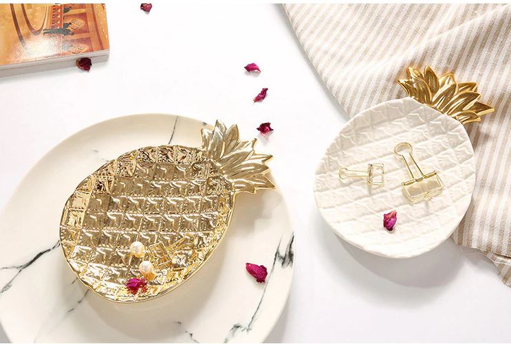 Pineapple ceramic storage tray jewelry & food pallet home decoration plate