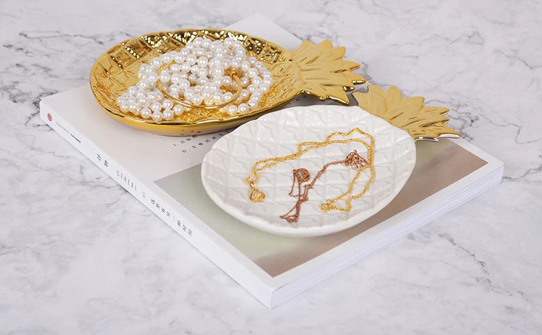 Pineapple ceramic storage tray jewelry & food pallet home decoration plate