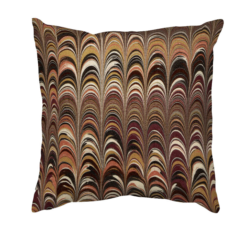 Printed Cushion Cover - Marble Painting in Browns and Peach