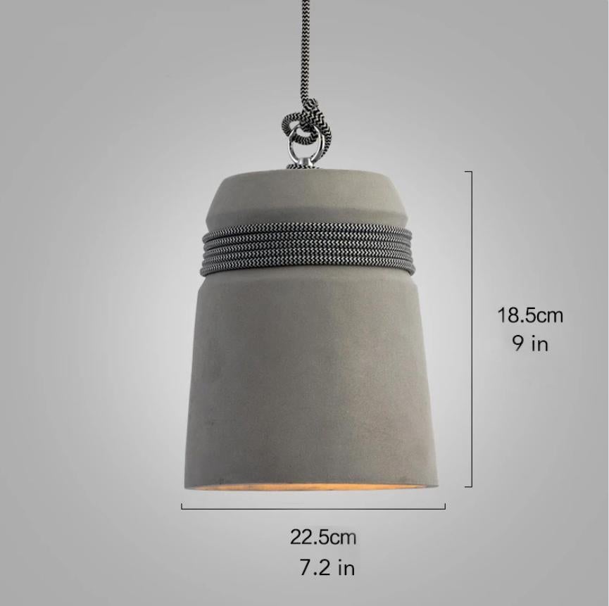 Concrete Cord wrapped Monolith Minimalist Pendant Light