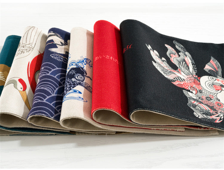 Japan Style Cotton Linen Placemats Ukiyoe Prints Dining Table Mats Thick Heat Insulated Pads Home Accessories