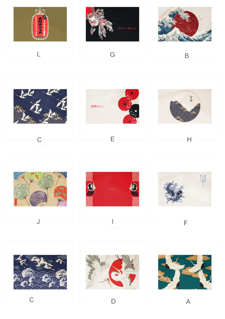 Japan Style Cotton Linen Placemats Ukiyoe Prints Dining Table Mats Thick Heat Insulated Pads Home Accessories